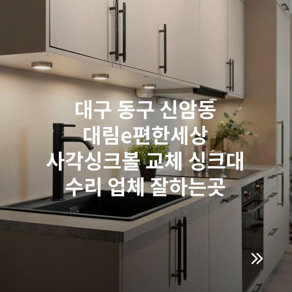 대구 동구 신암동 대림e편한세상 사각싱크볼 교체 싱크대 수리 업체 잘하는곳
