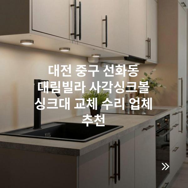 대전 중구 선화동 대림빌라 사각싱크볼 싱크대 교체 수리 업체 추천