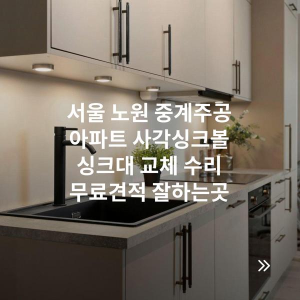 서울 노원 중계주공 아파트 사각싱크볼 싱크대 교체 수리 무료견적 잘하는곳