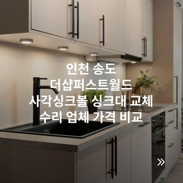 인천 송도 더샵퍼스트월드 사각싱크볼 싱크대 교체 수리 업체 가격 비교