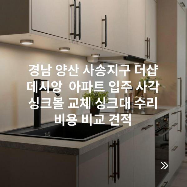 경남 양산 사송지구 더샵 데시앙 아파트 입주 사각 싱크볼 교체 싱크대 수리 비용 비교 견적