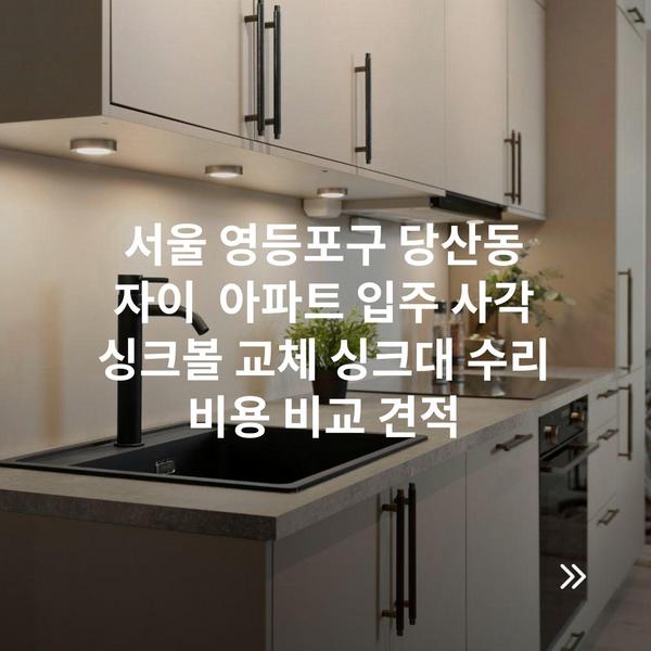 서울 영등포구 당산동 자이 아파트 입주 사각 싱크볼 교체 싱크대 수리 비용 비교 견적