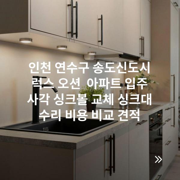 인천 연수구 송도신도시 럭스 오션 아파트 입주 사각 싱크볼 교체 싱크대 수리 비용 비교 견적