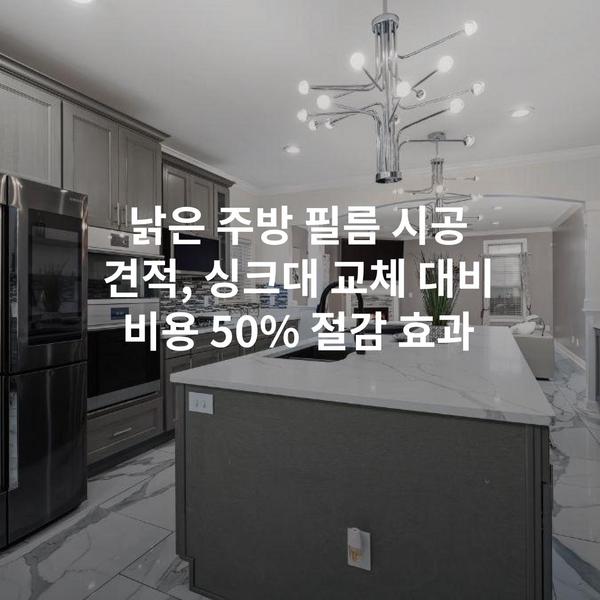 낡은 주방 필름 시공 견적, 싱크대 교체 대비 비용 50% 절감 효과