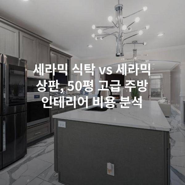 세라믹 식탁 vs 세라믹 상판, 50평 고급 주방 인테리어 비용 분석