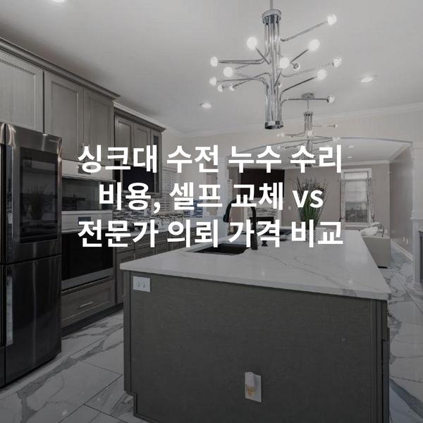 싱크대 수전 누수 수리 비용, 셀프 교체 vs 전문가 의뢰 가격 비교