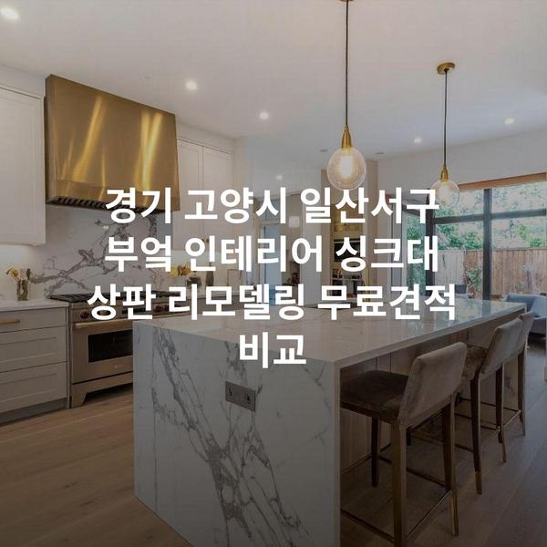 경기 고양시 일산서구 부엌 인테리어 싱크대 상판 리모델링 무료견적 비교